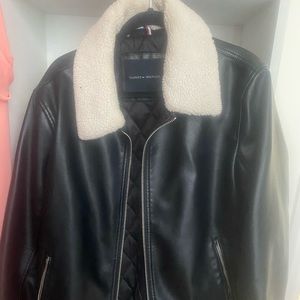 Leather tommy jacket large